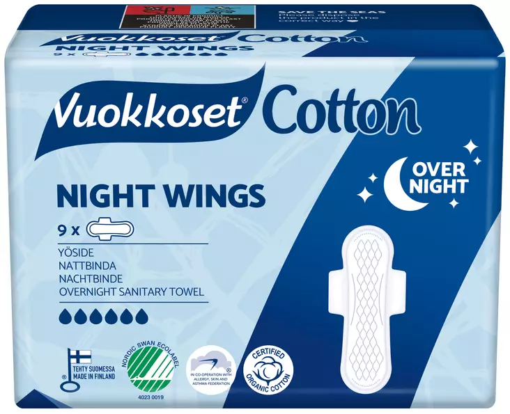 VUOKKOSET NIGHT 9 COTTON - Tamponit ja terveyssiteet - 6414100895253 - 1