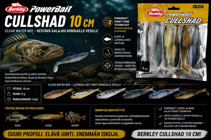 Berkley PowerBait Cullshad 10cm CW Mix - Jigit ja jigipäät - 0028632034613 - 1