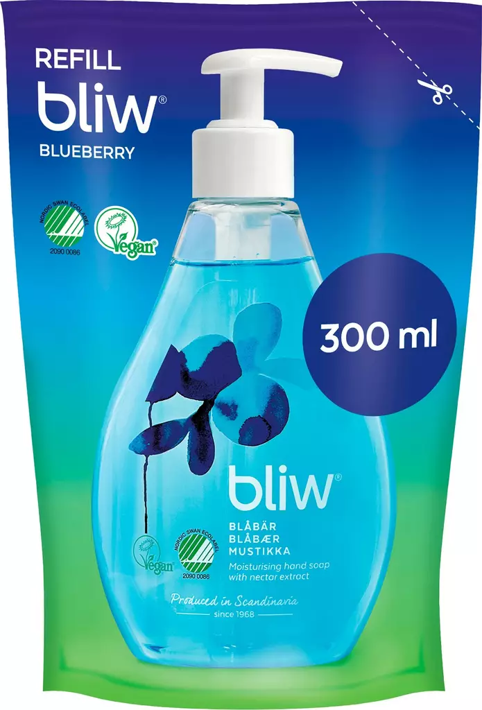 Bliw 300ml Mustikka täyttöpussi nestes - Käsisaippuat - 7310617311233 - 1