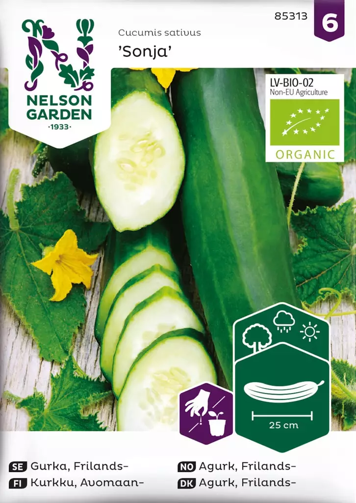 Kurkku, Avomaan-, Sonja, pitkä, Organ - Vihannesten ja hedelmien siemenet - 7312600853133 - 1