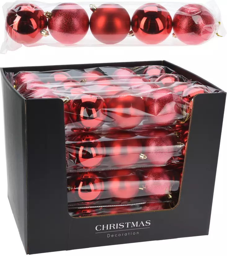 Kuusenpallot 8 cm punainen - Joulukuusen koristeet - 8721037137393 - 1