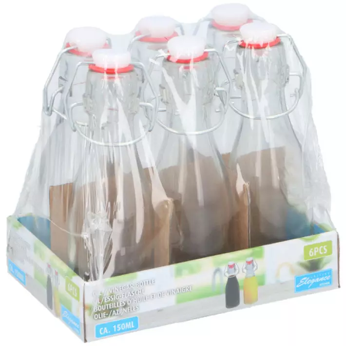 Lasipullo 150ml patenttikorkki 6kpl/pkt - Säilöntäpurkit, pullot ja tarvikkeet - 8711252118253 - 1