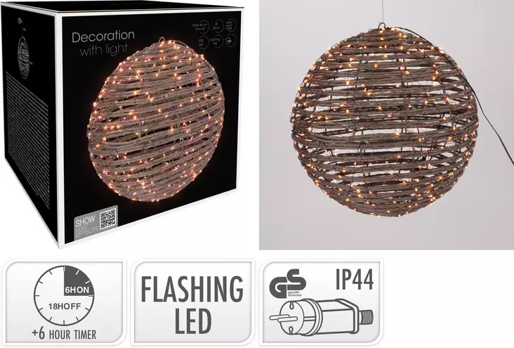 Led-Valopallo 25cm 300 Led extra lämmin - Valokoristeet - 8721461155703 - 1
