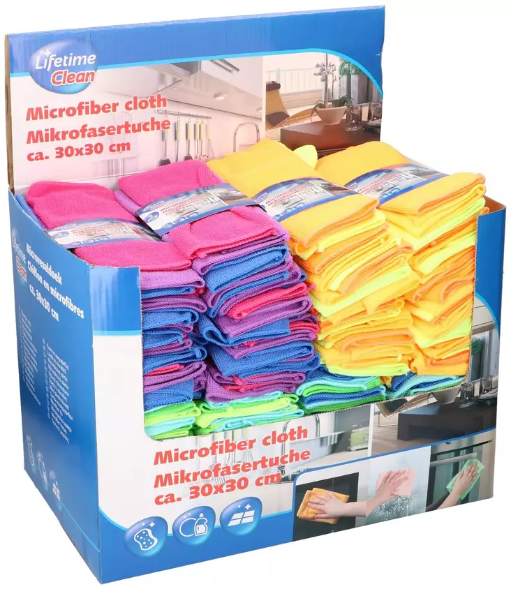 Life Time mikrokuituliinat 30 × 30 cm, 3 kpl/paketti, lajitelma - Siivousliinat ja -sienet - 8711252563213 - 1