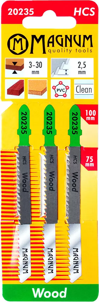 Magnum pistosahanterä HCS 2,5 / 100 mm 3 kpl – siistiin puun sahaukseen - Sirkkelin- ja sahanterät sekä tarvikkeet - 6418868202353 - 1