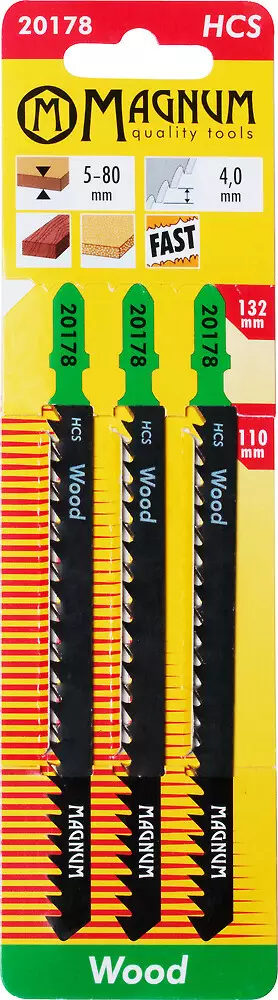 Magnum pistosahanterä HCS 4,0 / 132 mm 3 kpl – erittäin nopeaan paksun puun sahaukseen - Sirkkelin- ja sahanterät sekä tarvikkeet - 6418868201783 - 1