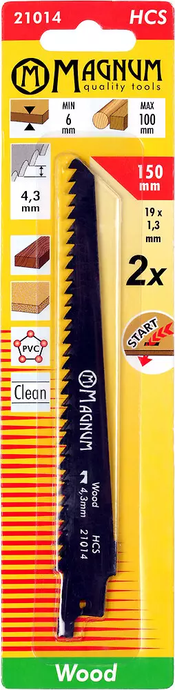 Magnum puukkosahanterä HCS 4,3 / 150 mm 2 kpl – siistiin puun sahaukseen - Sirkkelin- ja sahanterät sekä tarvikkeet - 6418868210143 - 1