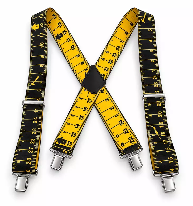 Henkselit mittanauhakuosilla 125 cm – musta/keltainen - Miesten vyöt ja henkselit - 6438506027353 - 1