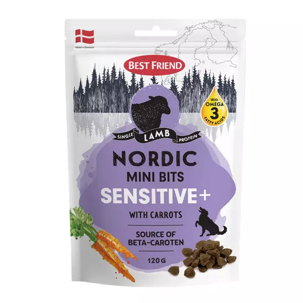 NORDIC MINI BITS SENSITIVE WITH CARROTS - Koiran makupalat - 5700551172953 - 1