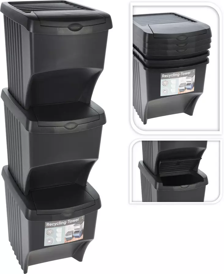 Pinottava jätesatia 3-osainen - Jäteastiat ja jätesäiliöt - 8720573428743 - 1