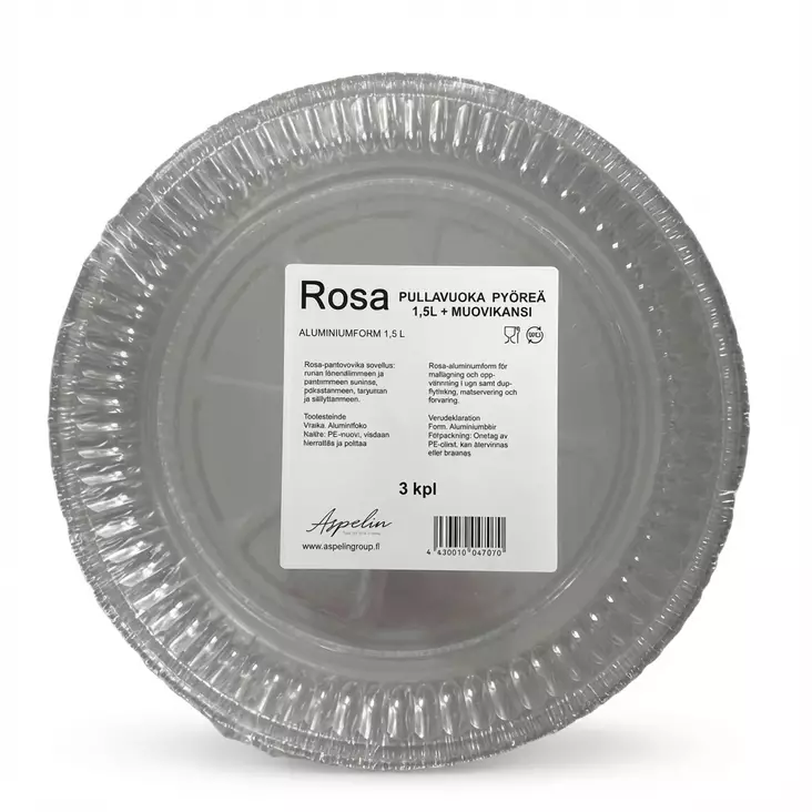 PULLAVUOKA PYÖREÄ 1,5L + MUOVIKANNET - Foliot ja paistopussit - 6418055070703 - 1