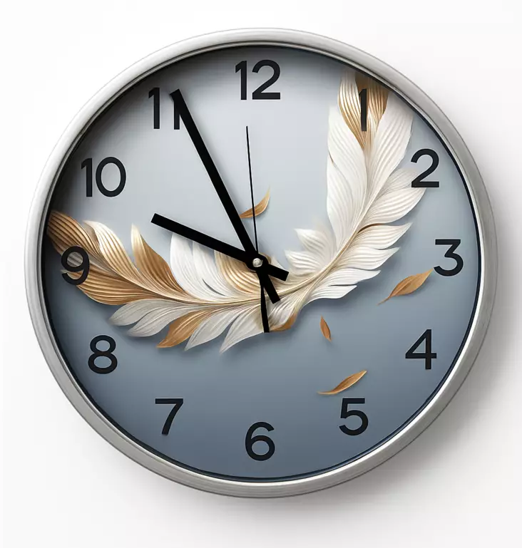 Seinäkello Sulka 30 cm hopeinen kehys - Seinä- ja pöytäkellot - 6438506011703 - 1