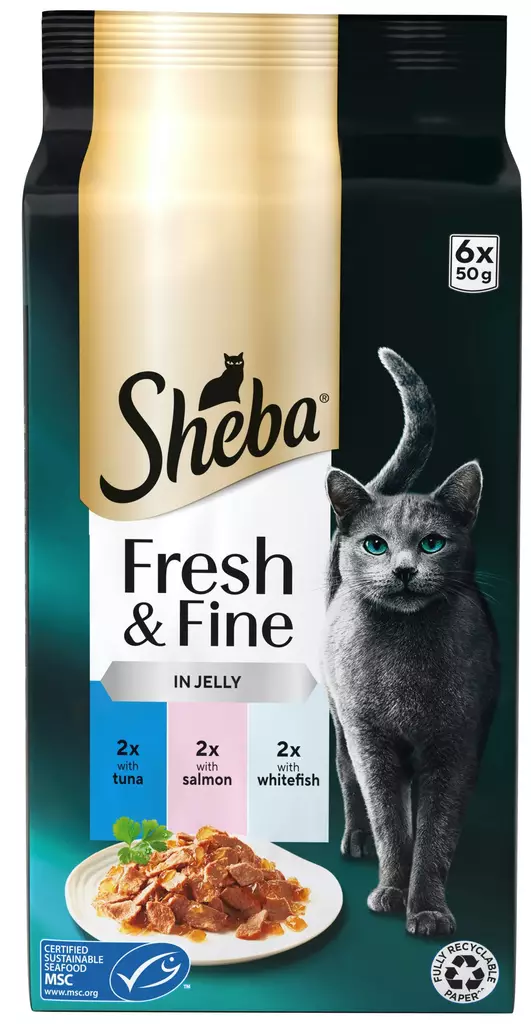 SHEBA FRESH & FINE Kalalajitelma hyytelö - Kissan märkäruoka - 4770608266233 - 1
