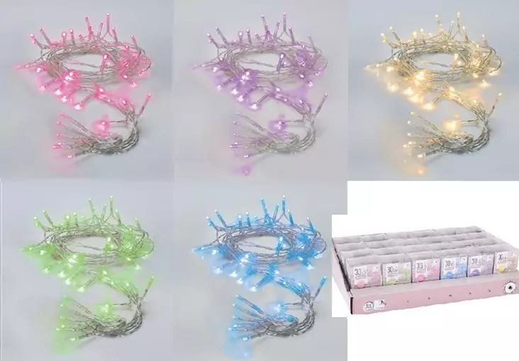 SISÄVALOSARJA 20 LED PASTELLI - Sisävalosarjat ja valonauhat - 6438159388443 - 1