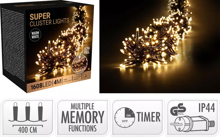 Super Cluster Led-valoketju 1608 Led - Ikkuna- ja räystäsvalosarjat - 8721461213113 - 1