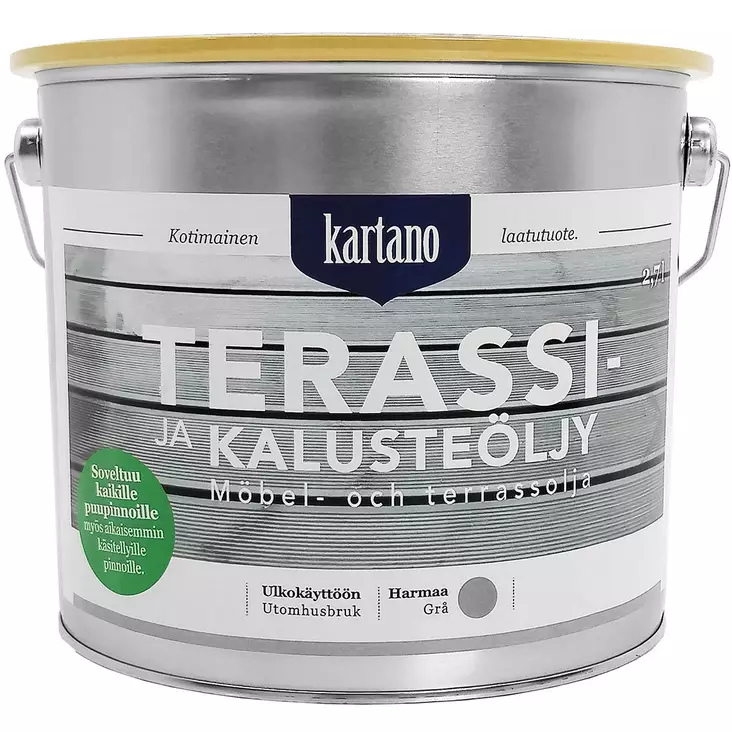 Terassi- ja kaluste=C3=B6ljy harmaa 2,7L Kartano - Puuöljyt ja terassin käsittely - 6438168104423 - 1
