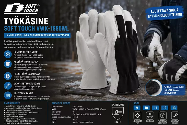 Työkäsine Soft Touch Useita kokoja - Työhanskat - 0000000007203 - 1