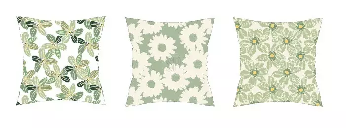 Tyyny vihreä kukkakuosi 45X45 cm - Koristetyynyt - 8721037876353 - 1