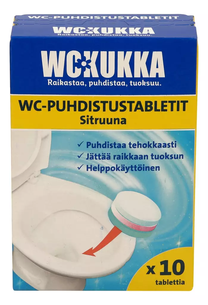 WC-Kukka Puhdistustabletti Sitruuna 10kp - WC:n puhdistus ja putkenavaajat - 6412203102643 - 1