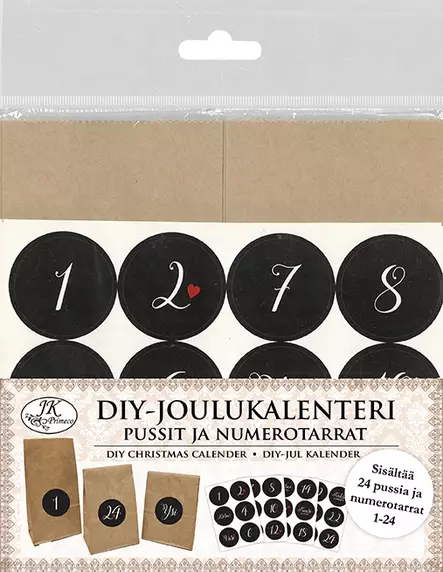 DIY-Joulukalenteri Pussit ja numerot natur 24kpl - Joulukorttiaskartelu - 6417715049684 - 2