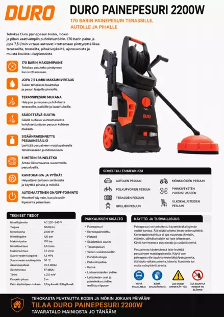 Duro Painepesuri 2200W - Painepesurit - 6438168106014 - 2