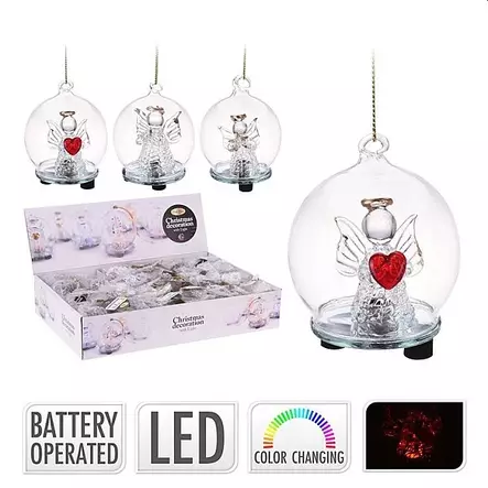 Lasipallo Led-Enkelillä - Valokoristeet - 8711295271274 - 1