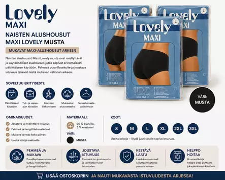 Naisten alushousut Maxi Lovely MUSTA Useita kokoja - Naisten alushousut - 0000000007174 - 1