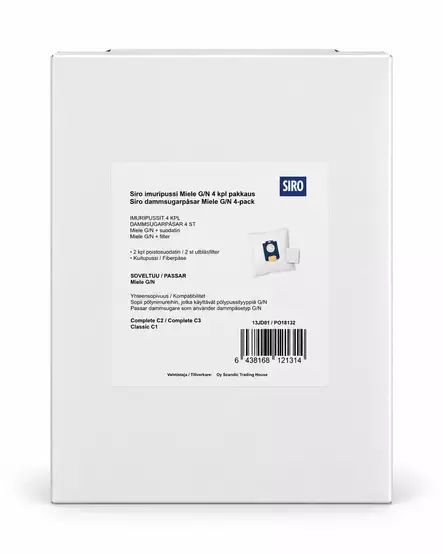 Siro imuripussi Miele G/N 4 kpl + 2 poistosuodatinta - Pölynimurit ja tarvikkeet - 6438168121314 - 1