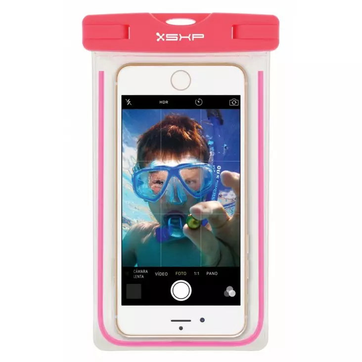 4-OK vesitiivis läpinäkyvä suoja 6" pinkki - Puhelinkotelot - 8428728094804 - 1