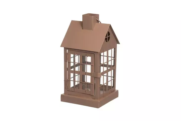 4Living Lyhty talo metalli 25 cm ruskea - Kynttilälyhdyt - 6410416506784 - 1