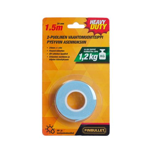 KAKSIPUOLEINENTEIPPI 1-OSA 24MM 1,5M - Kaksipuoliset teipit - 6438152023044 - 1