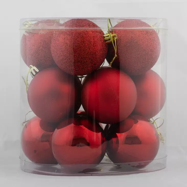 KUUSENPALLOT 6 cm PUNAINEN - Joulukuusen koristeet - 6438159121934 - 1