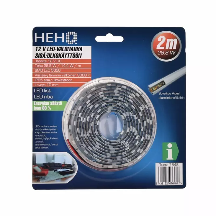 LED NAUHA 2M 14,4W 12V - Sisävalosarjat ja valonauhat - 6438152076484 - 1