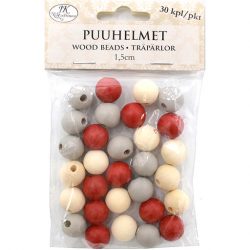 Puuhelmet Joululajitelma 1,5cm 30kpl/pkt - Tee-se-itse DIY - 6417715039524 - 1