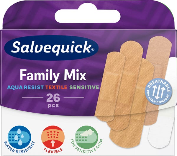 Salvequick 26kpl Family Mix laastari - Ensiaputuotteet - 7310615966244 - 1