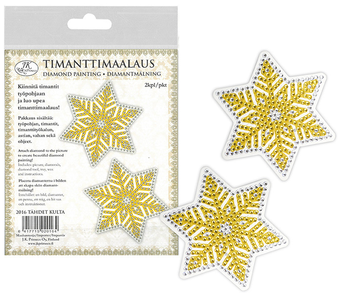 Timanttimaalaus Tähdet kulta 2kpl - Tee-se-itse DIY - 6417715020164 - 1