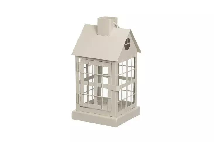 4Living Lyhty talo metalli 25 cm beige - Kynttilälyhdyt - 6410416506814 - 1