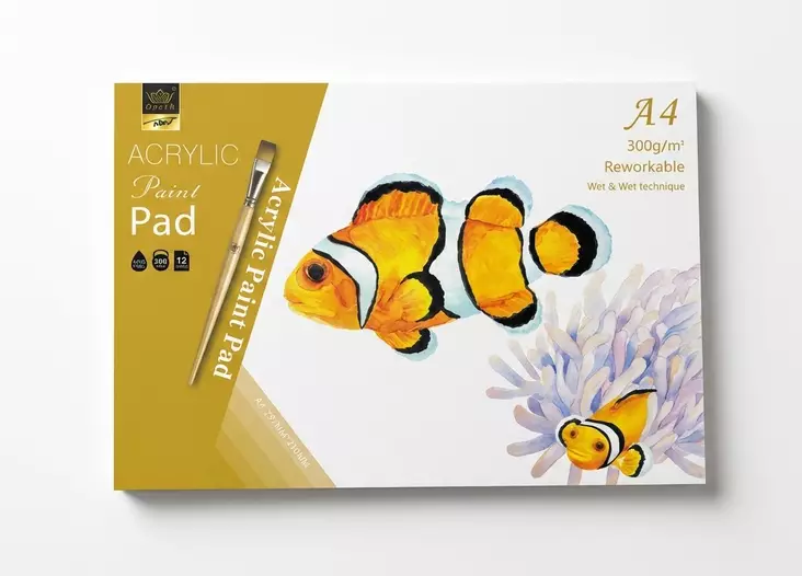 A4 akryylivärilehtiö, 300g, 12 sivua - Taiteilijatarvikkeet - 6438506017484 - 1