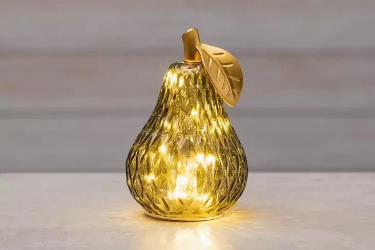 Finnlumor Lasi päärynä LED-valoilla 18 cm vihreä - Koristevalot - 6410416574004 - 1