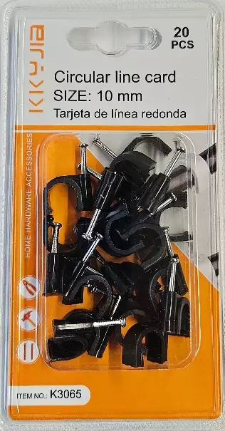 KAAPELIKIINNIKE 10mm 20kpl MUSTA - Muut kiinnitystarvikkeet - 6438159387644 - 1