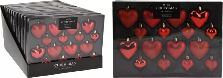 Kuusenpallot sydän punainen - Joulukuusen koristeet - 8721037243094 - 1