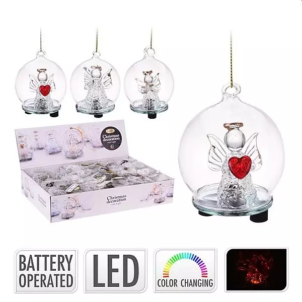 Lasipallo Led-Enkelillä - Valokoristeet - 8711295271274 - 1