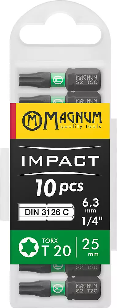 Magnum Impact T20 ruuvauskärki 25 mm 10 kpl - Ruuvauskärjet - 6418868197604 - 1