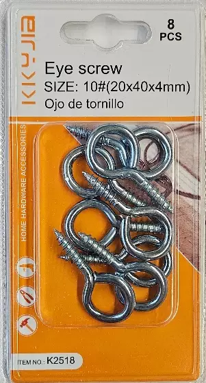 SILMUKKARUUVI 8KPL 20X40X4 mm - Koukut ja naulakot - 6438159387514 - 1