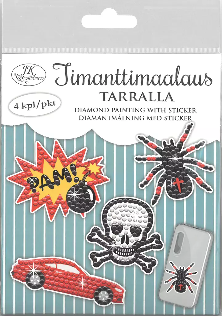 Timanttimaalaustarra Punamusta 4kpl - Tee-se-itse DIY - 6417715120024 - 2