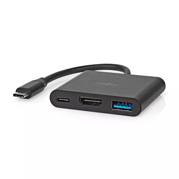 Nedis USB-C 3-in-1 -sovitin, HDMI 4K, USB-A ja USB-C - Tietokonekaapelit - 5412810415984 - 1