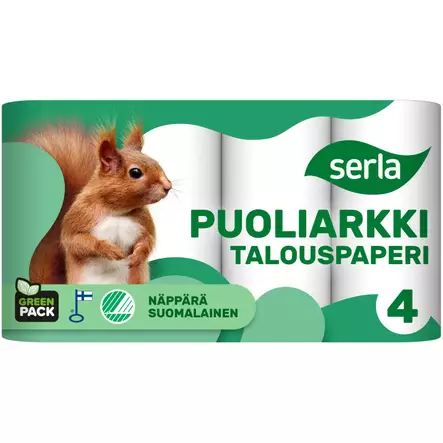 Serla talouspaperi puoliarkki 4 rl valkoinen - Talouspaperit - 6414301057665 - 1