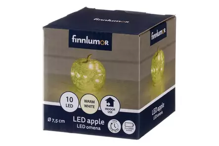 Finnlumor LED-omena 7,5 cm vihreä – 10 LED ja ajastin - Koristevalot - 6410416598185 - 2