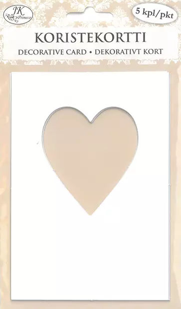 Koristekortti Sydän valkoinen 5kpl - Tee-se-itse DIY - 6417715069835 - 1