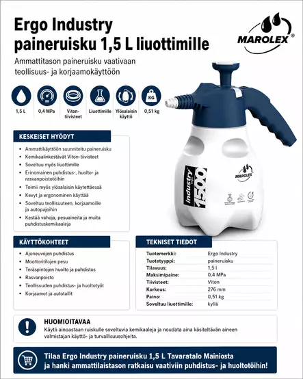 Paineruisku 1,5 L Industry liuottimille - Kastelukannut ja muut kastelutarvikkeet - 5904235006125 - 2